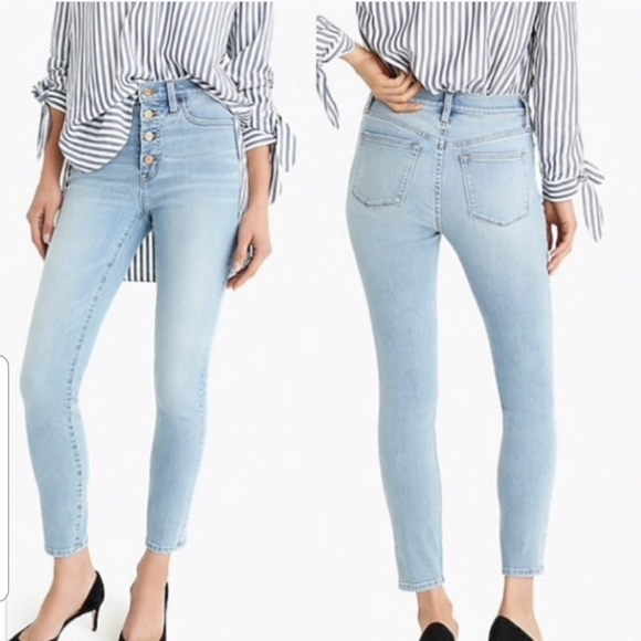 J Crew 9" High Rise Toothpick Jeans leddy wash